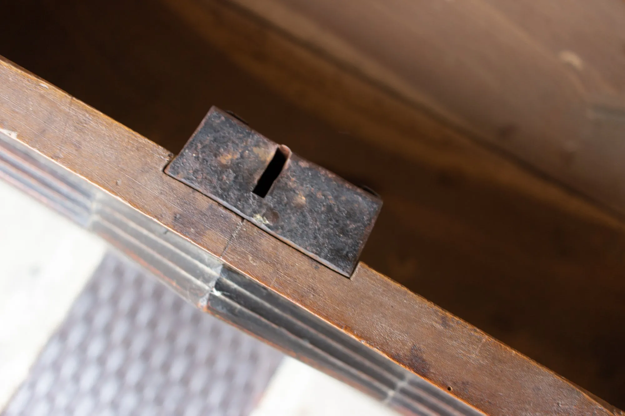 Antique French Oak Trunk with Iron Hardware