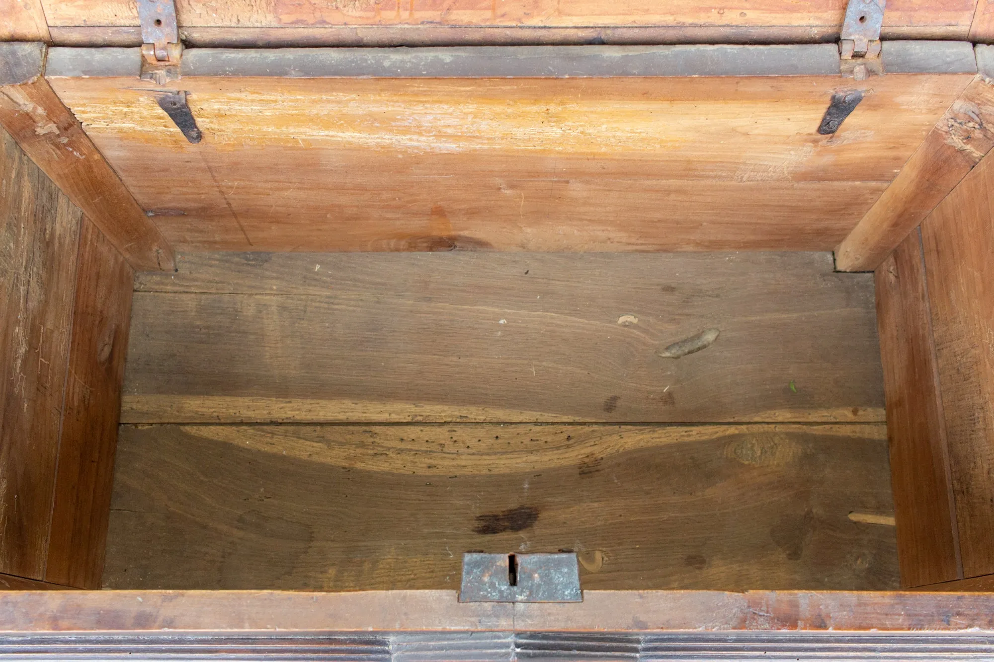 Antique French Oak Trunk with Iron Hardware