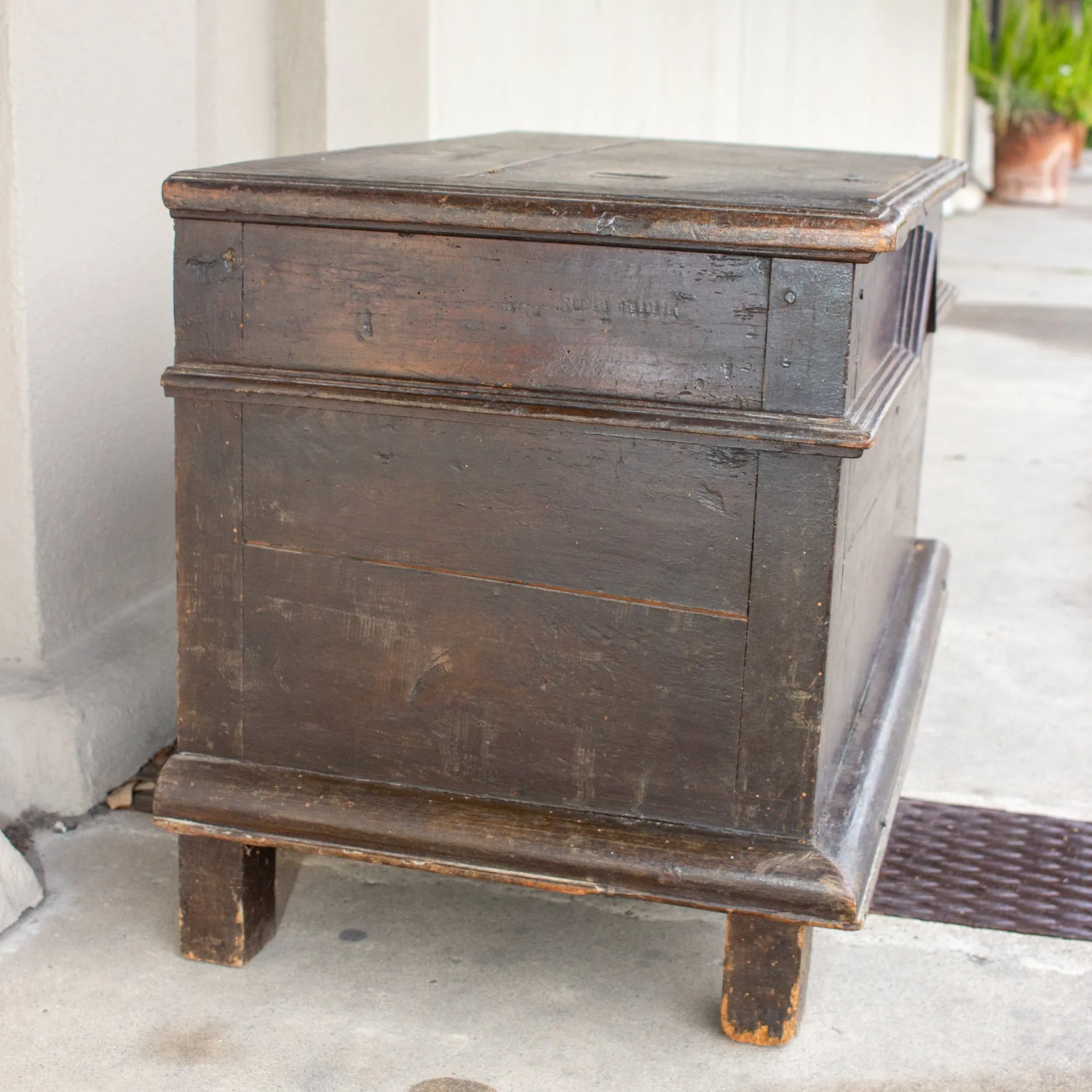 Antique French Oak Trunk with Iron Hardware