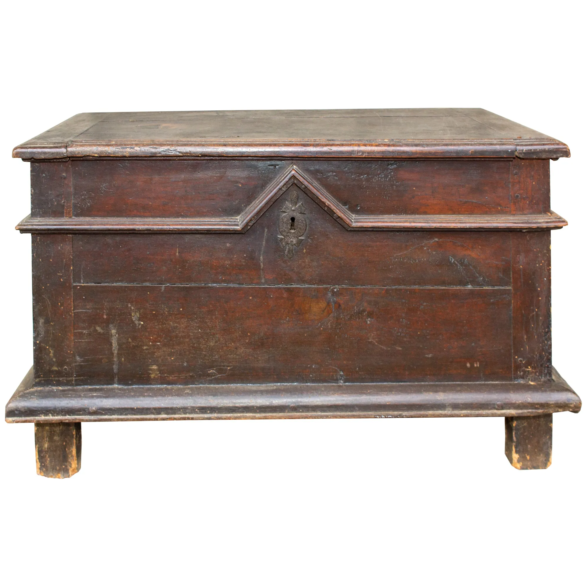 Antique French Oak Trunk with Iron Hardware