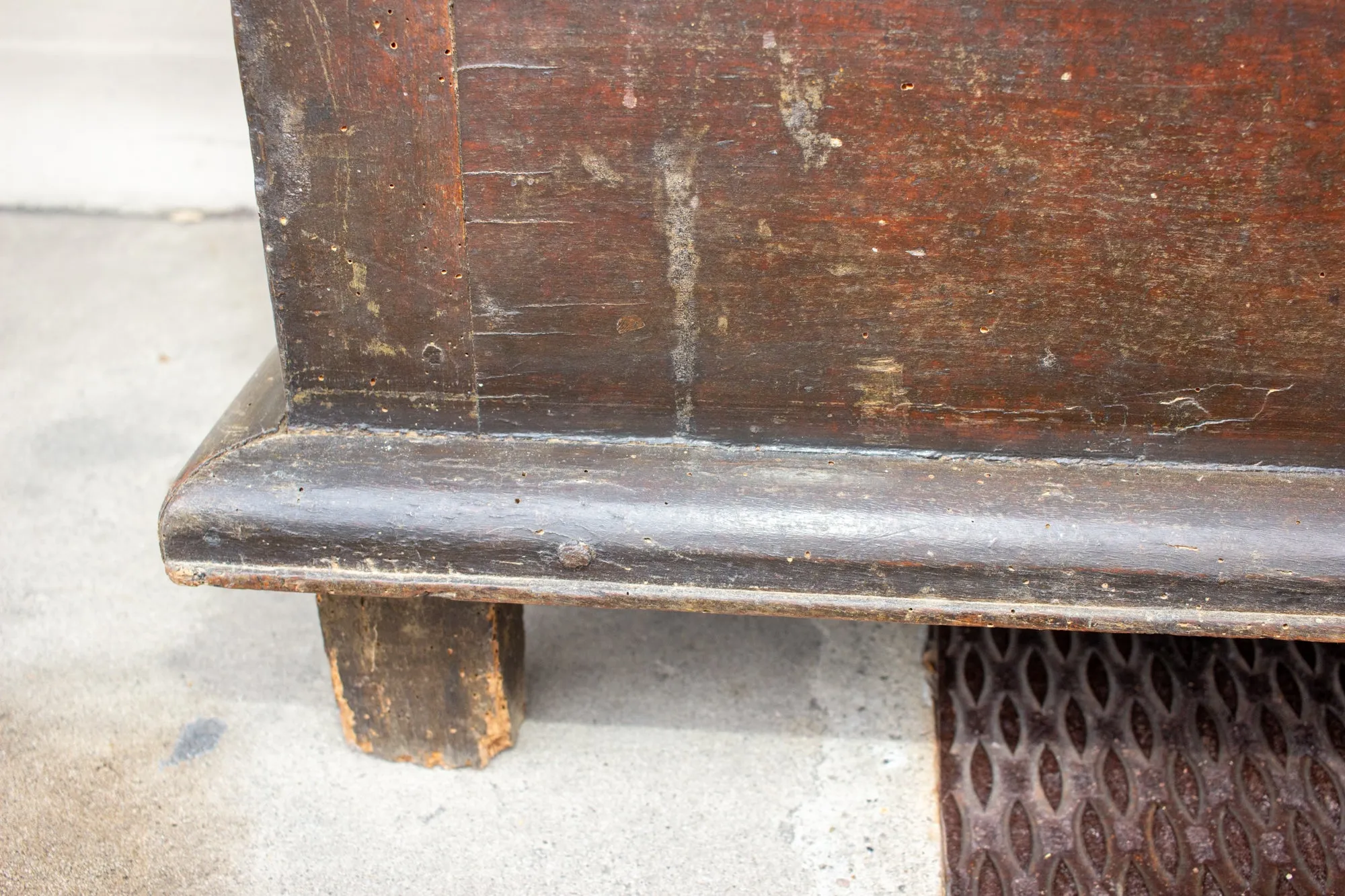 Antique French Oak Trunk with Iron Hardware