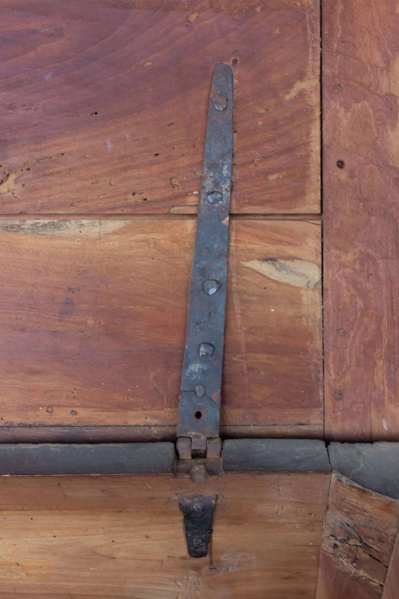 Antique French Oak Trunk with Iron Hardware