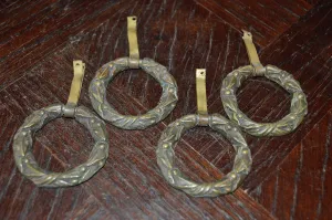 Antique French Pulls Set of 4 Bronze Wreath Hardware