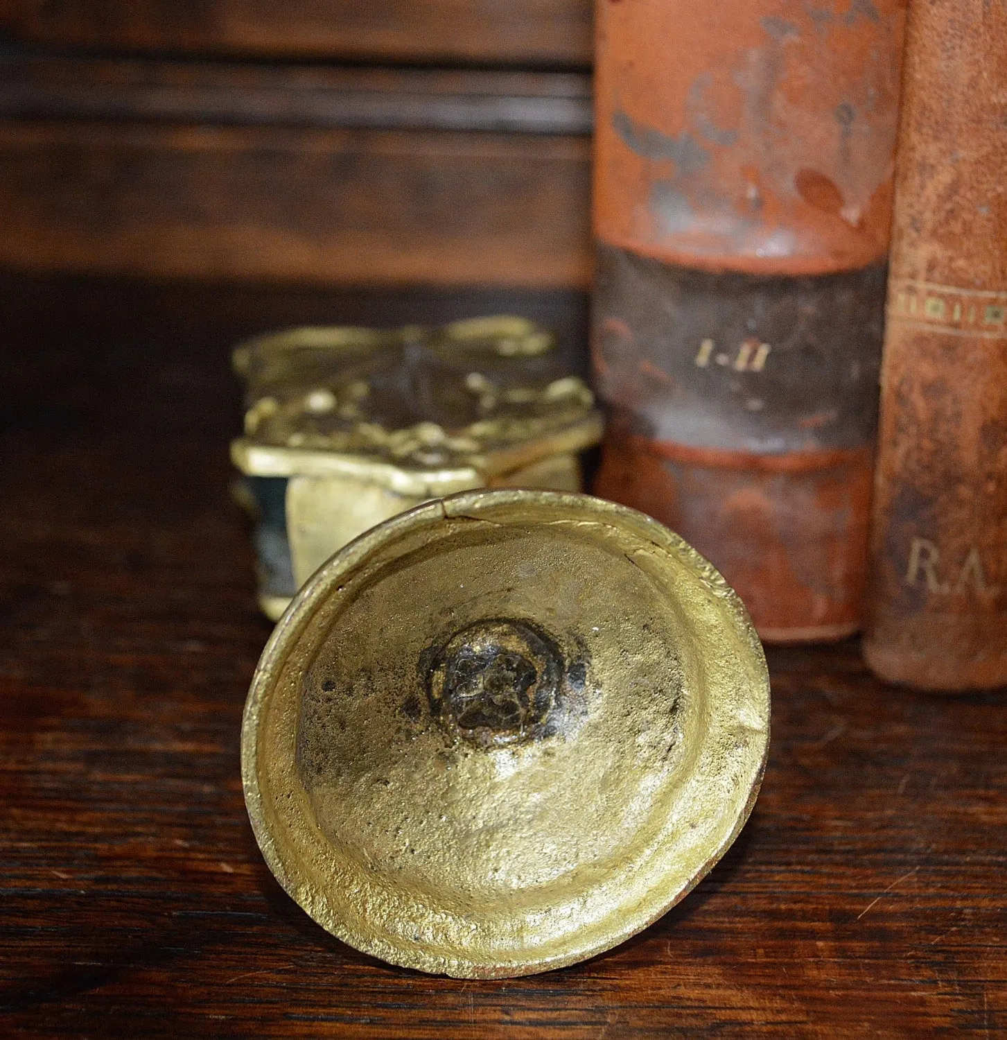 Antique French Tabletop Match Safe Ormolu Gilt Bronze Berries Leaves