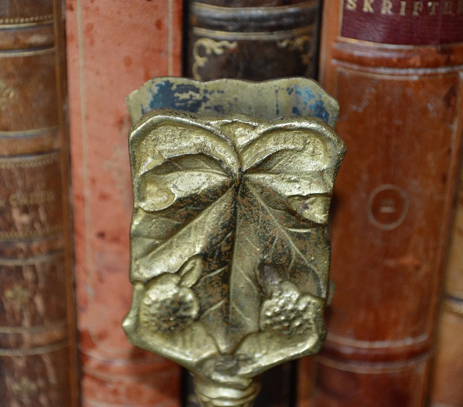 Antique French Tabletop Match Safe Ormolu Gilt Bronze Berries Leaves
