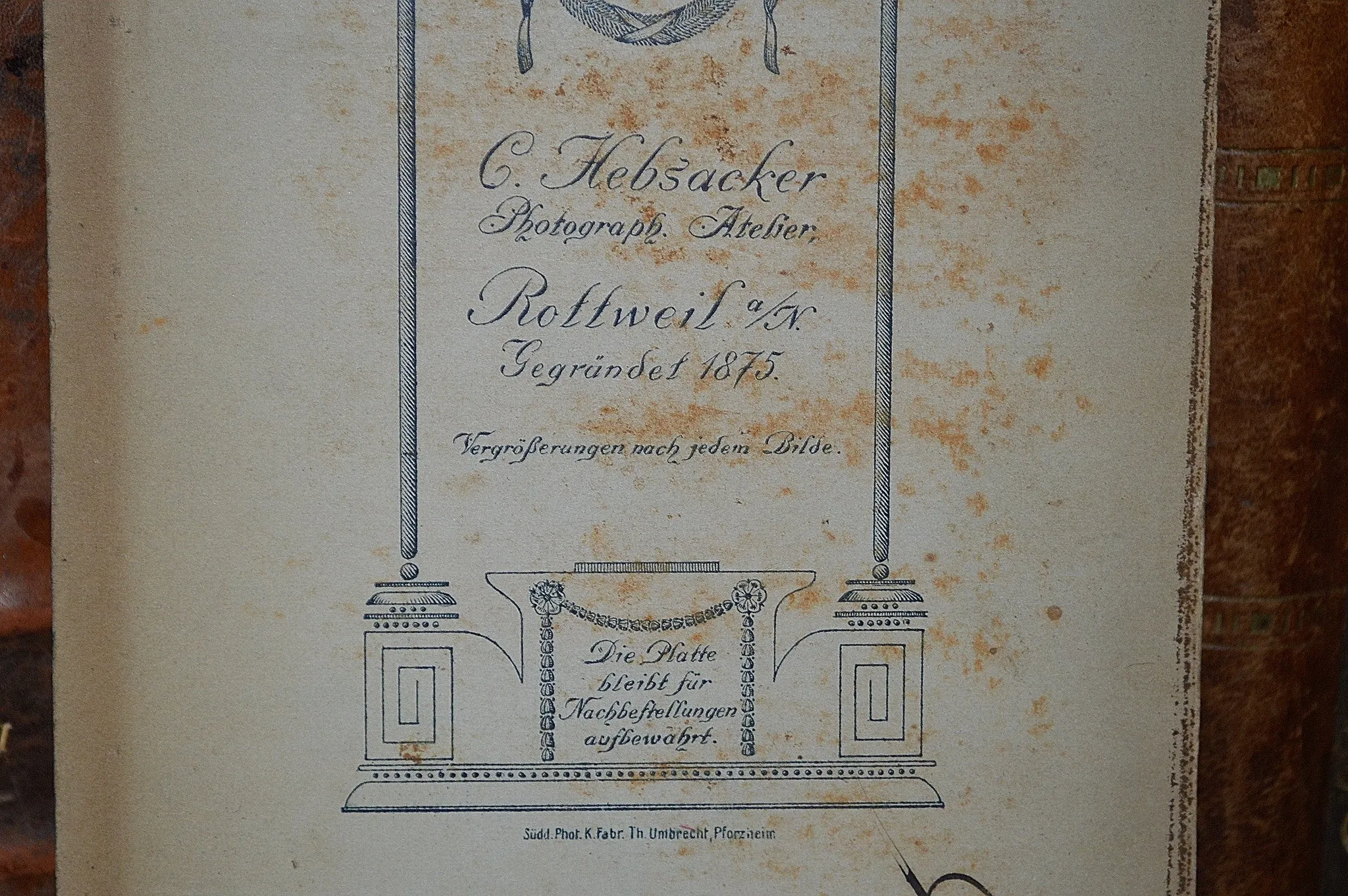 Antique German Photograph Cabinet Card Wedding Photo Hebsacker Atelier 1875