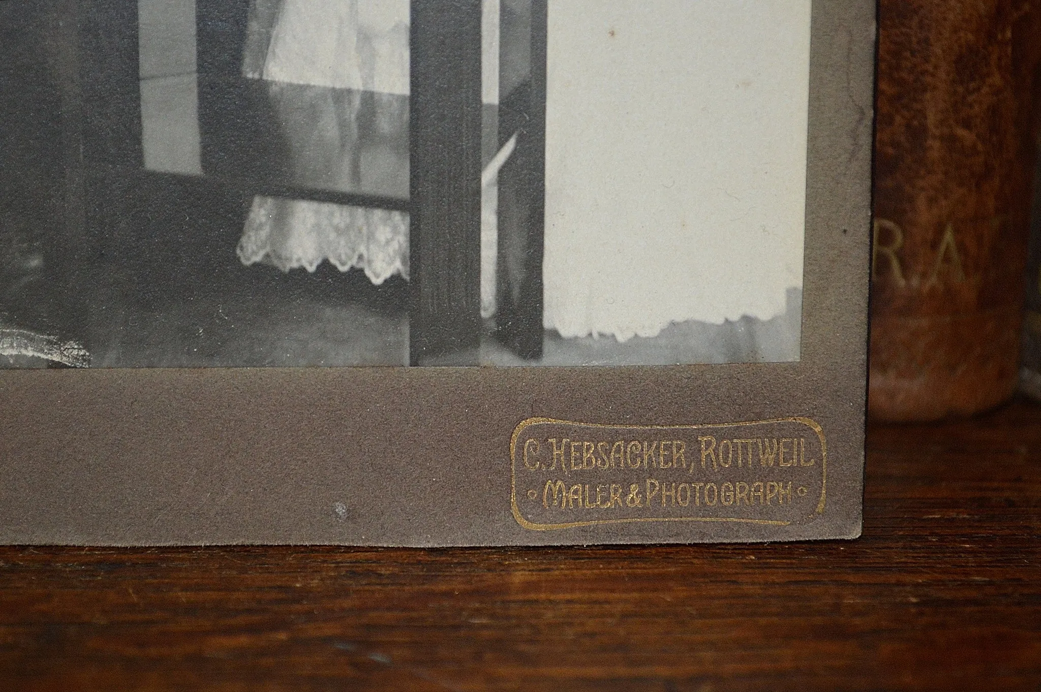 Antique German Photograph Cabinet Card Wedding Photo Hebsacker Atelier 1875