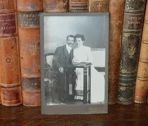 Antique German Photograph Cabinet Card Wedding Photo Hebsacker Atelier 1875