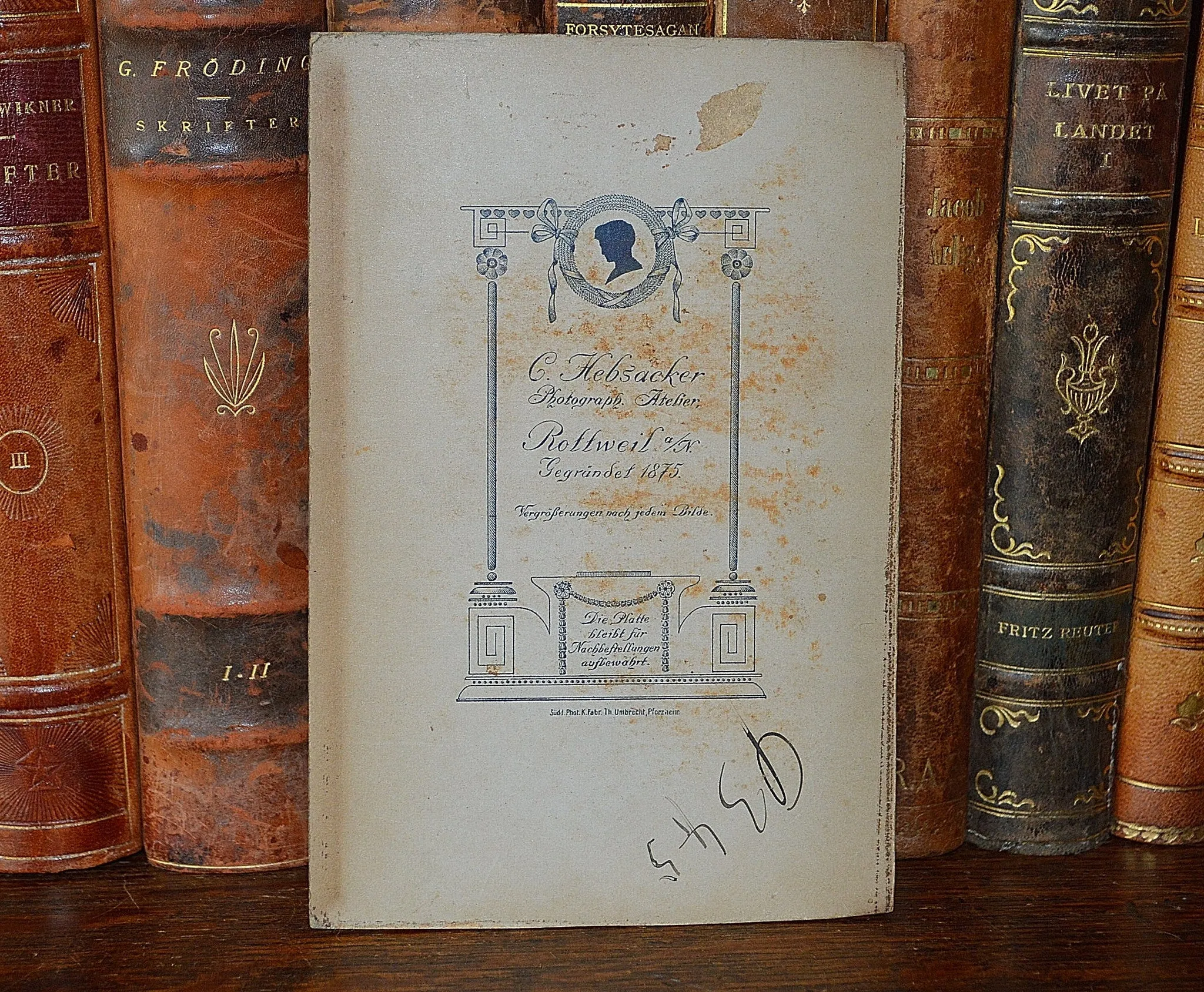 Antique German Photograph Cabinet Card Wedding Photo Hebsacker Atelier 1875