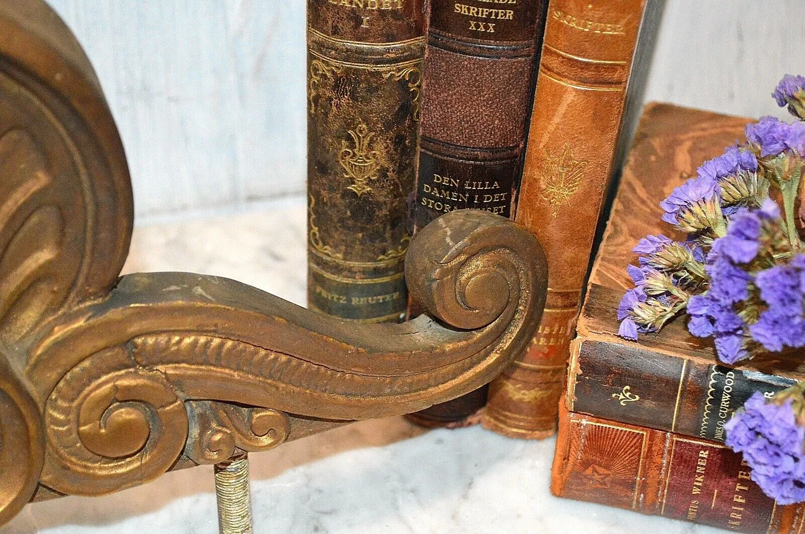 Antique Gilded Plaster Large Pediment Shell Acanthus Scrolls Mirror Furniture