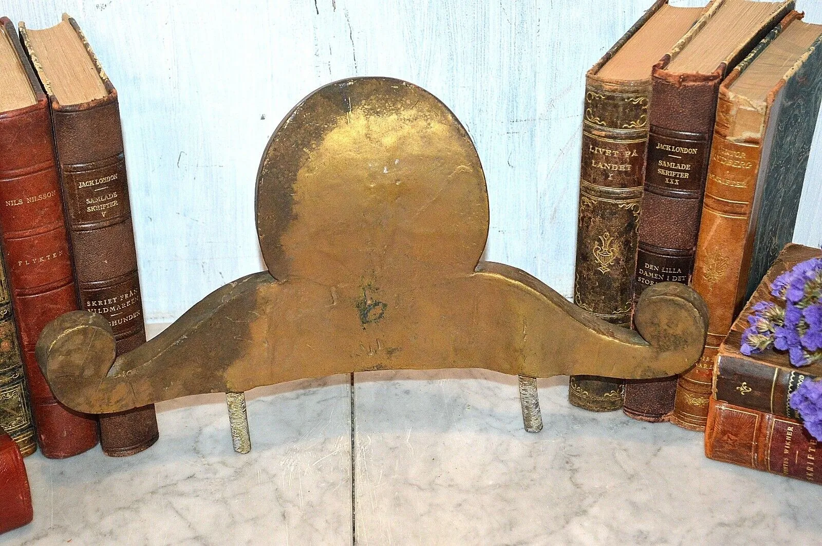 Antique Gilded Plaster Large Pediment Shell Acanthus Scrolls Mirror Furniture