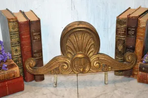 Antique Gilded Plaster Large Pediment Shell Acanthus Scrolls Mirror Furniture