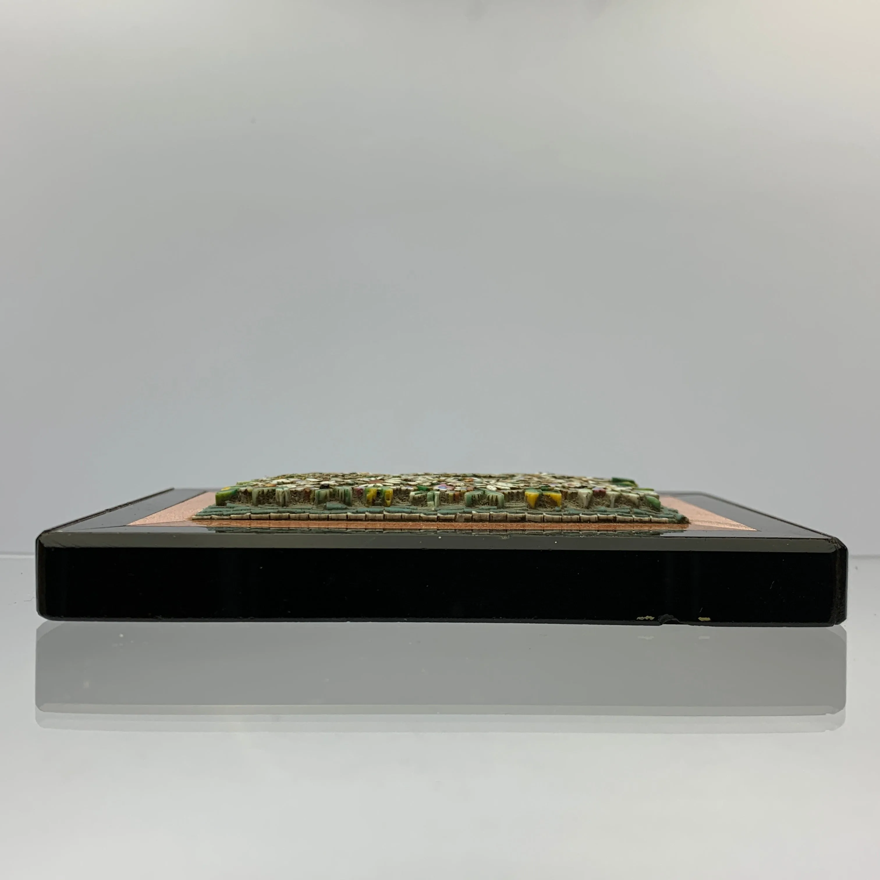 Antique Italian Floral Micro Mosaic Plaque with Aventurine Boarder