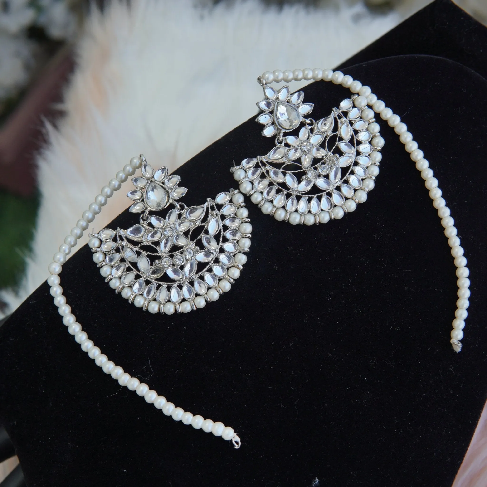 Antique Kundan Sahare Chand Bali