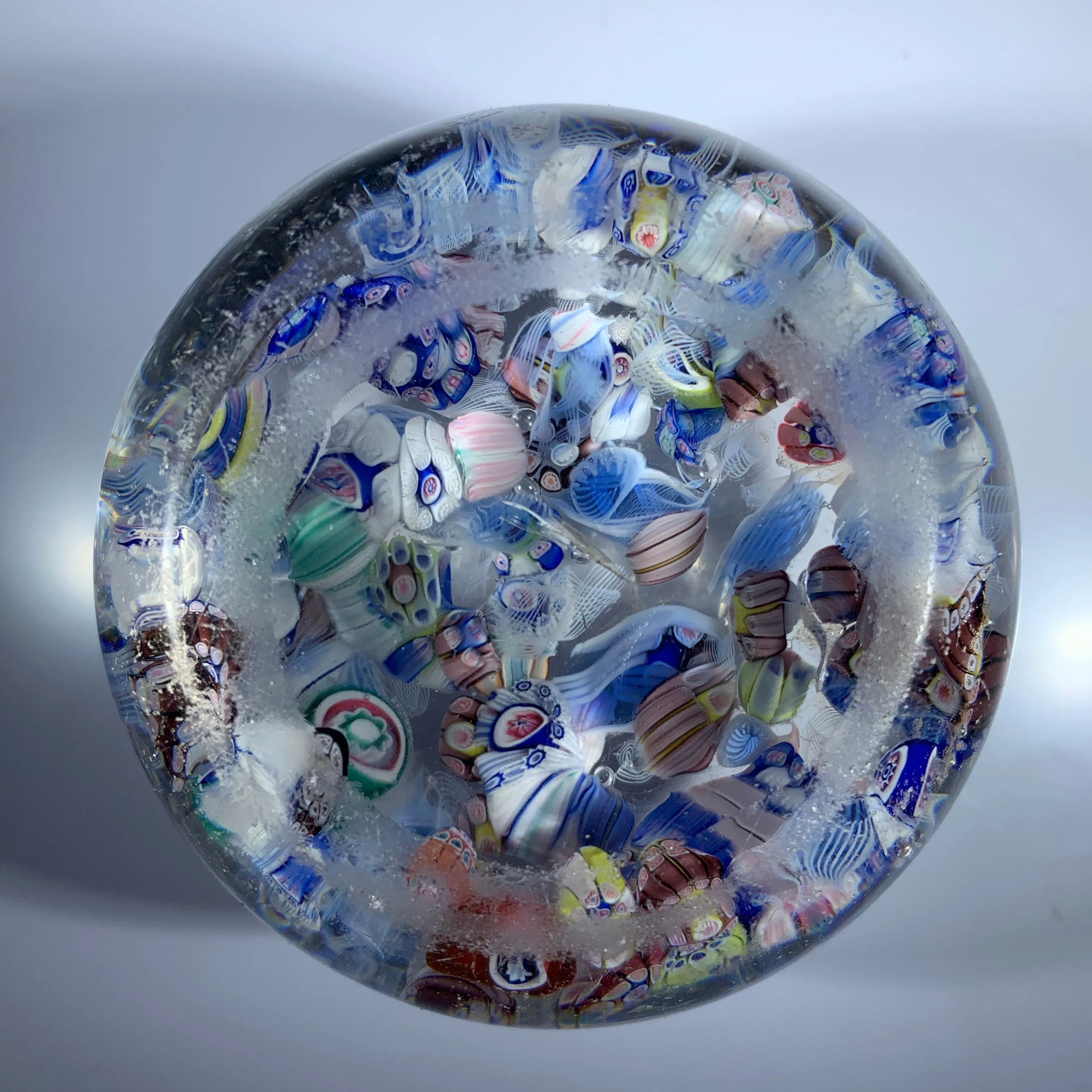 Antique New England Glass Co. NEGC Millefiori End of Day Scramble Glass Paperweight