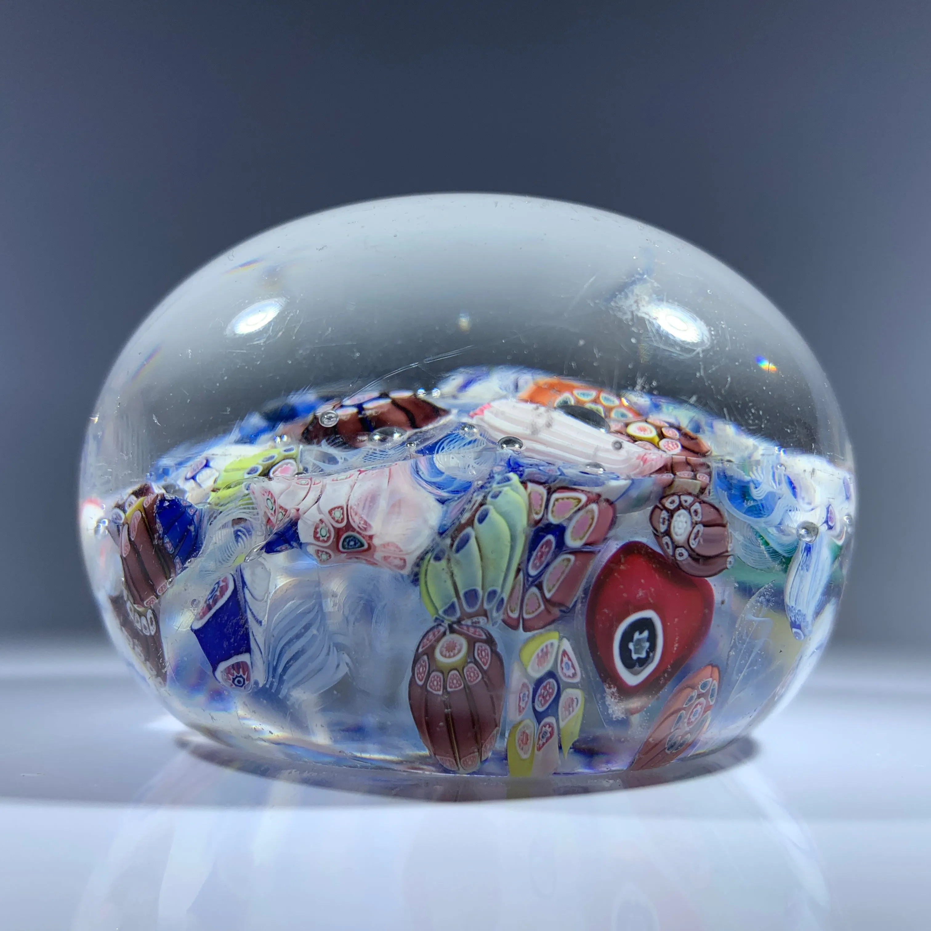 Antique New England Glass Co. NEGC Millefiori End of Day Scramble Glass Paperweight