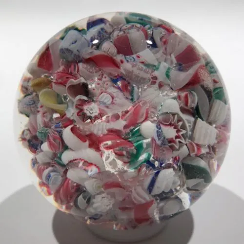 Antique New England Glass Co. NEGC Millefiori Scramble Art Glass Paperweight