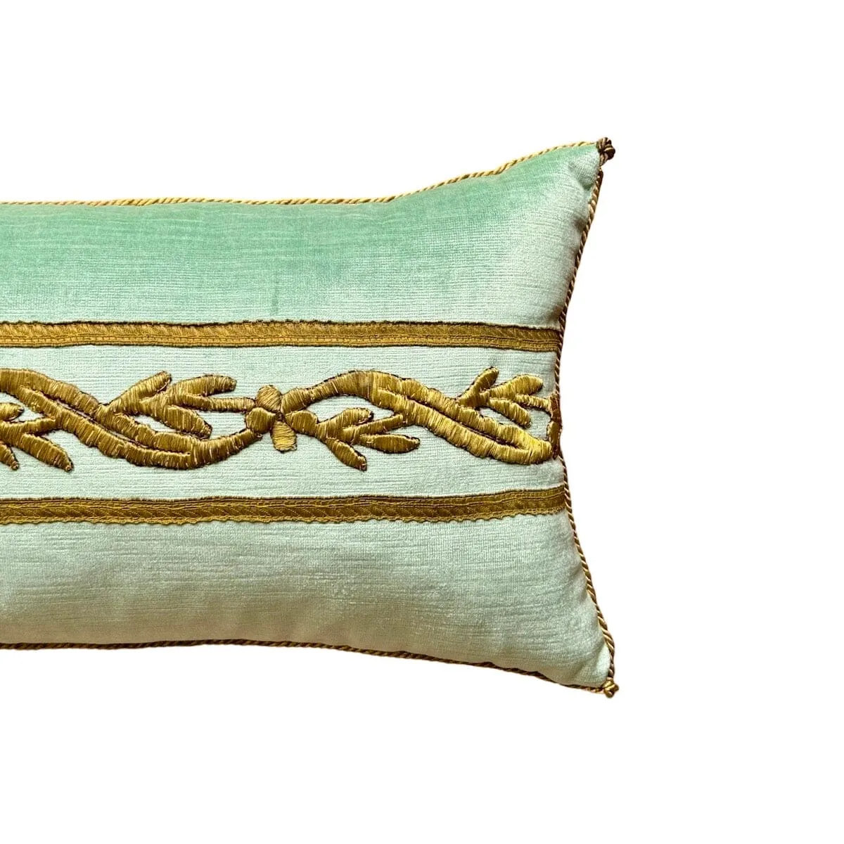 Antique Ottoman Empire Raised Gold Metallic Embroidery (#E041024A&B | 11 x 19")