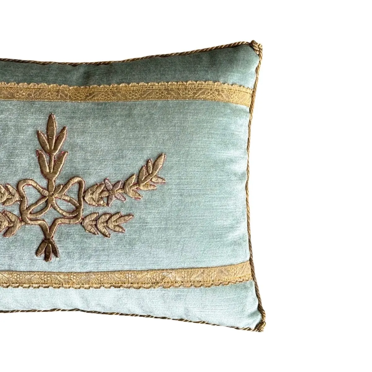 Antique Ottoman Empire Raised Silver and Gold Metallic Embroidery (#E050424) | 11 x 15″