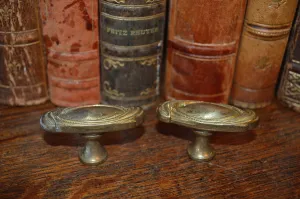 Antique Oval Knobs Pair French Brass Hardware