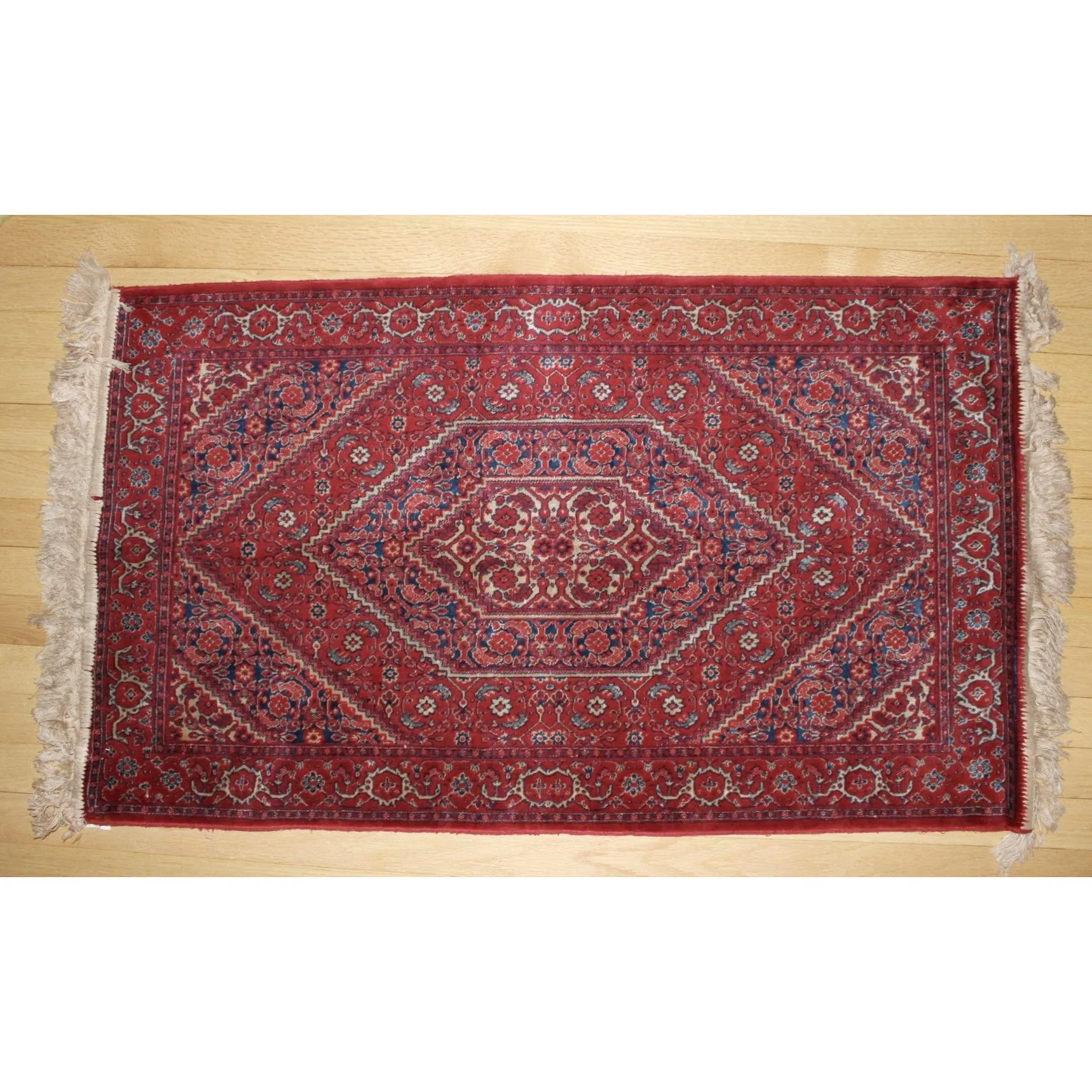 Antique Persian 100% Wool Vintage Throw Rug  Red Blue 45" X 26"  -3 available