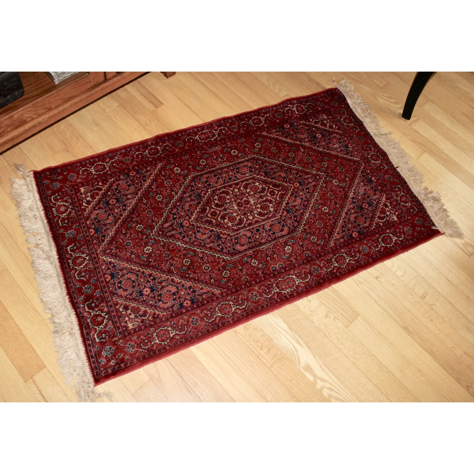 Antique Persian 100% Wool Vintage Throw Rug  Red Blue 45" X 26"  -3 available