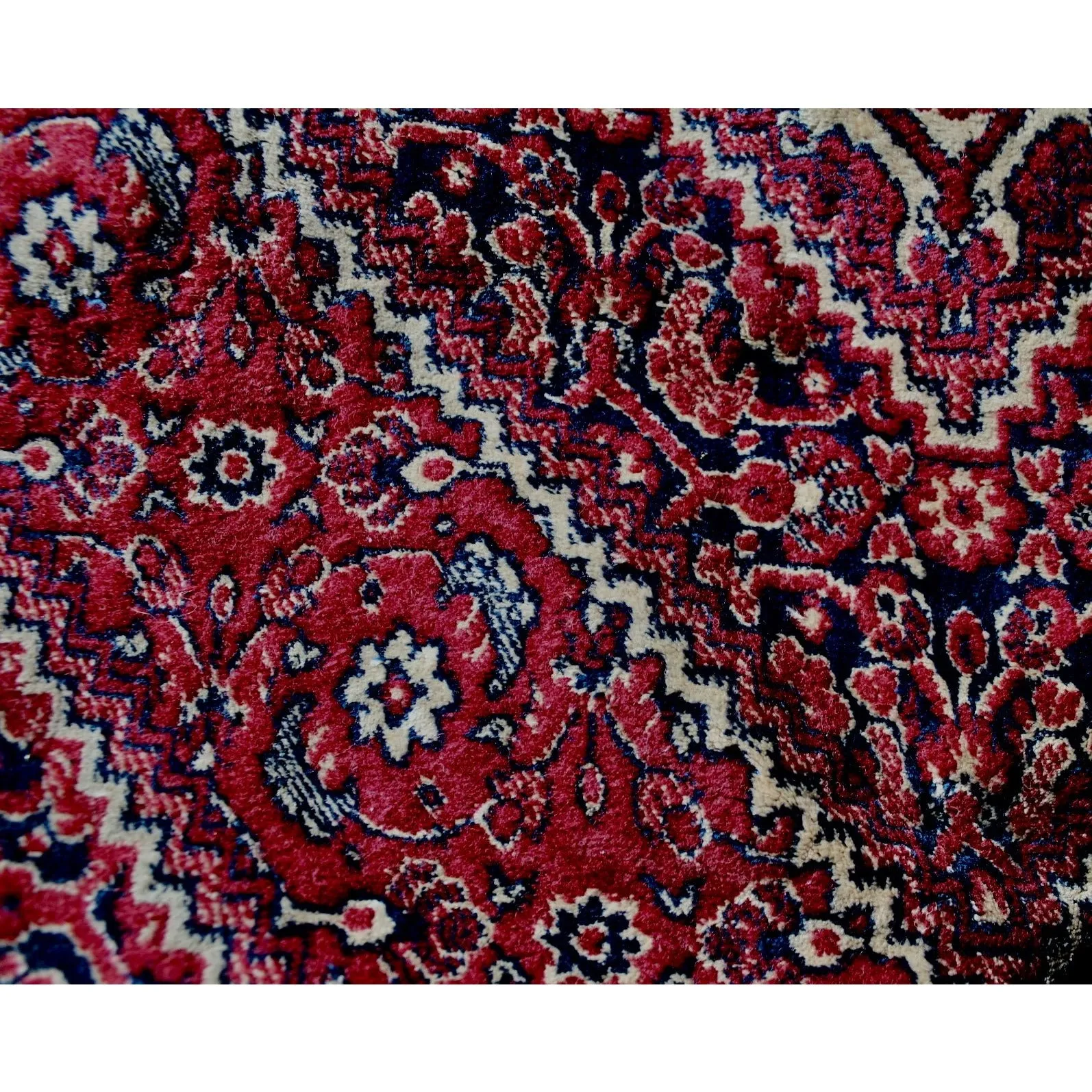 Antique Persian 100% Wool Vintage Throw Rug  Red Blue 45" X 26"  -3 available