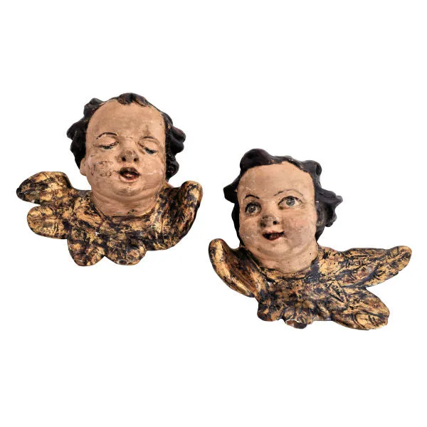 Antique polychrome wall cherubs