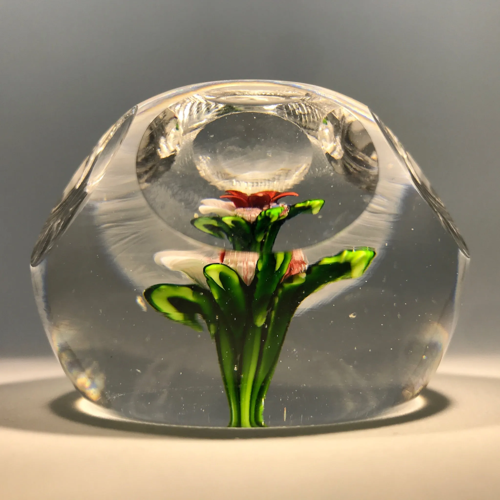 Antique Saint Louis Art Glass Paperweight Faceted Upright Lampwork Millefiori Bouquet