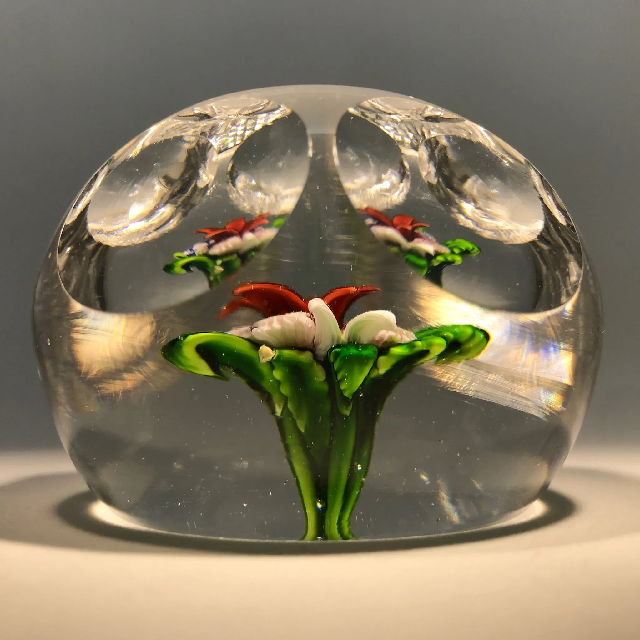 Antique Saint Louis Art Glass Paperweight Faceted Upright Lampwork Millefiori Bouquet