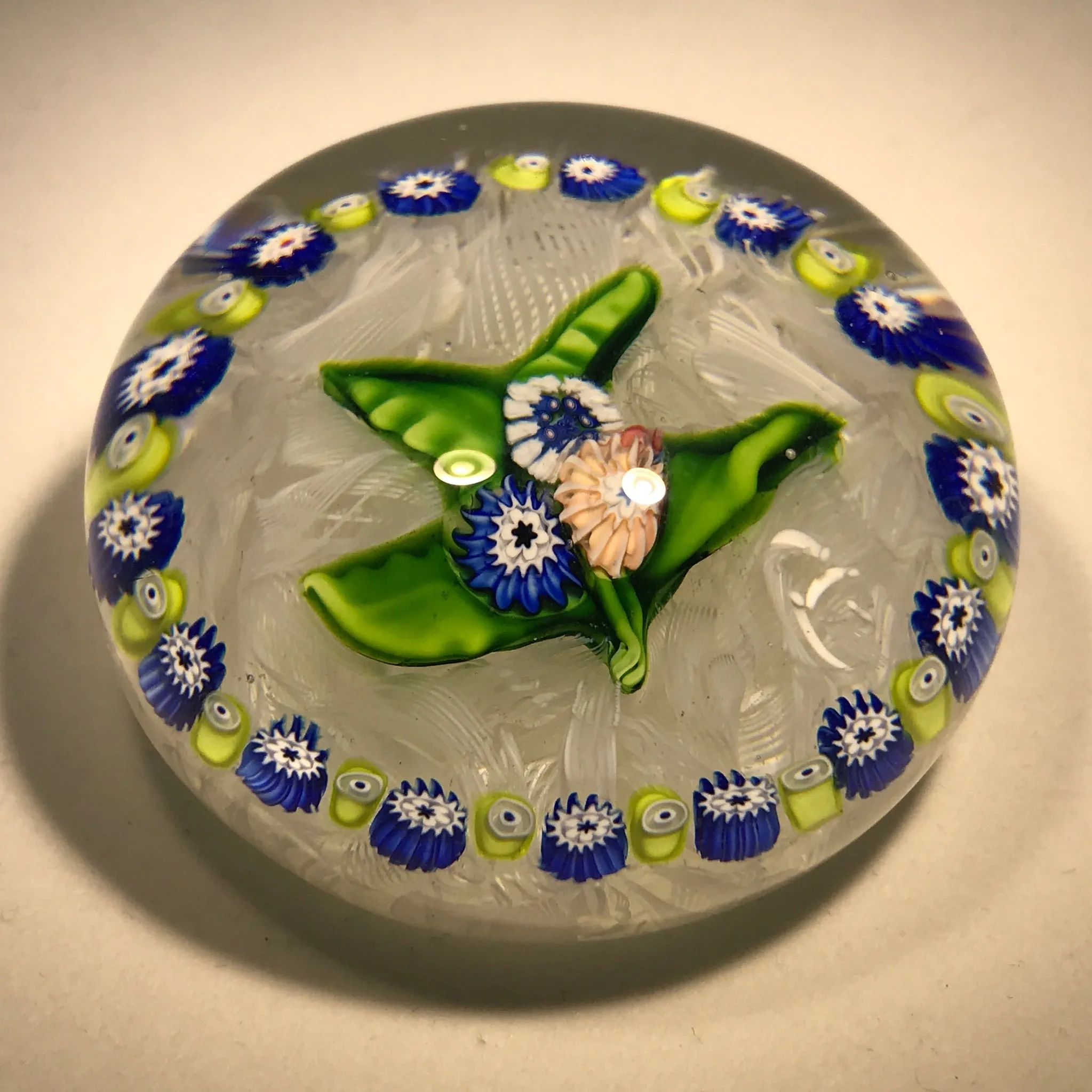 Antique Saint Louis Art Glass Paperweight Millefiori Nosegay on Upset Muslin