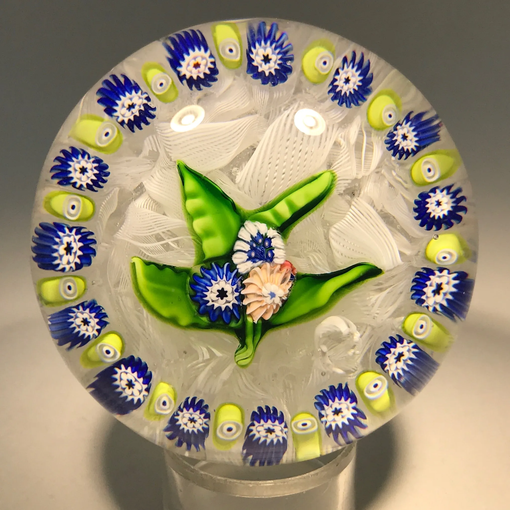 Antique Saint Louis Art Glass Paperweight Millefiori Nosegay on Upset Muslin