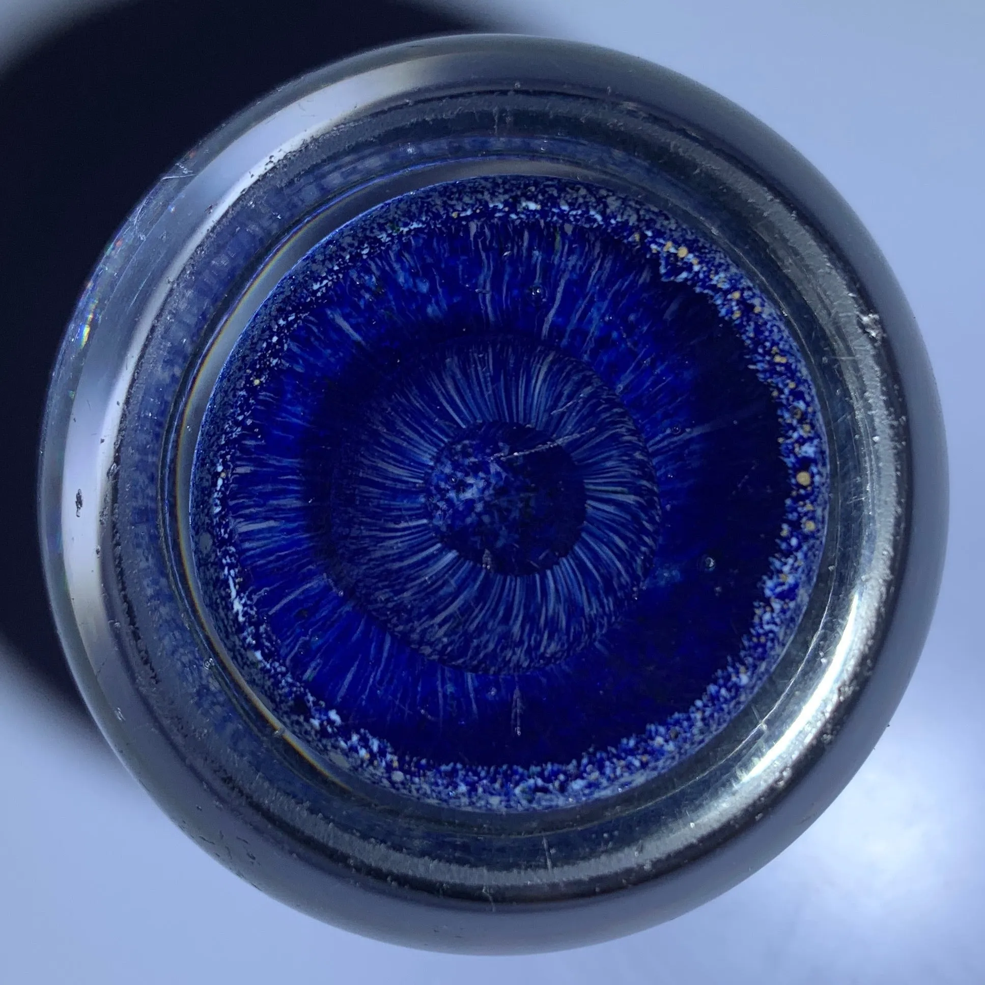 Antique Saint-Louis Complex Pistachio Millefiori on Blue Jasper Ground