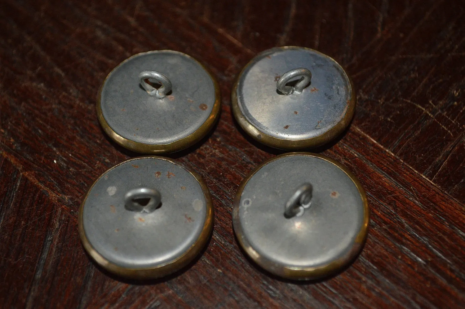 Antique Victorian Buttons Set of 4 Fruit Basket in Silver
