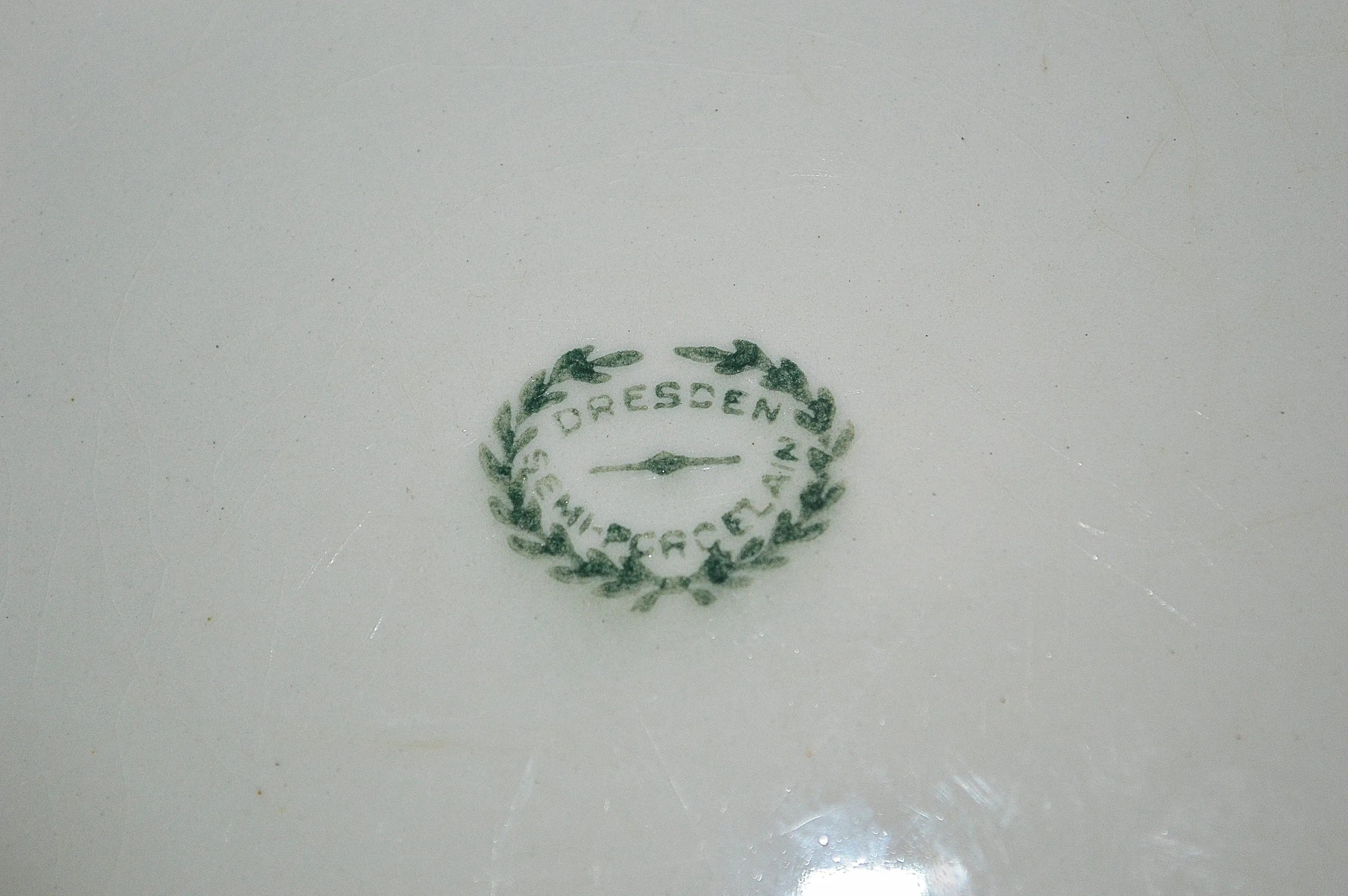 Antique White Chamber Pot Semi Porcelain German Dresden Laurel Wreath Mark