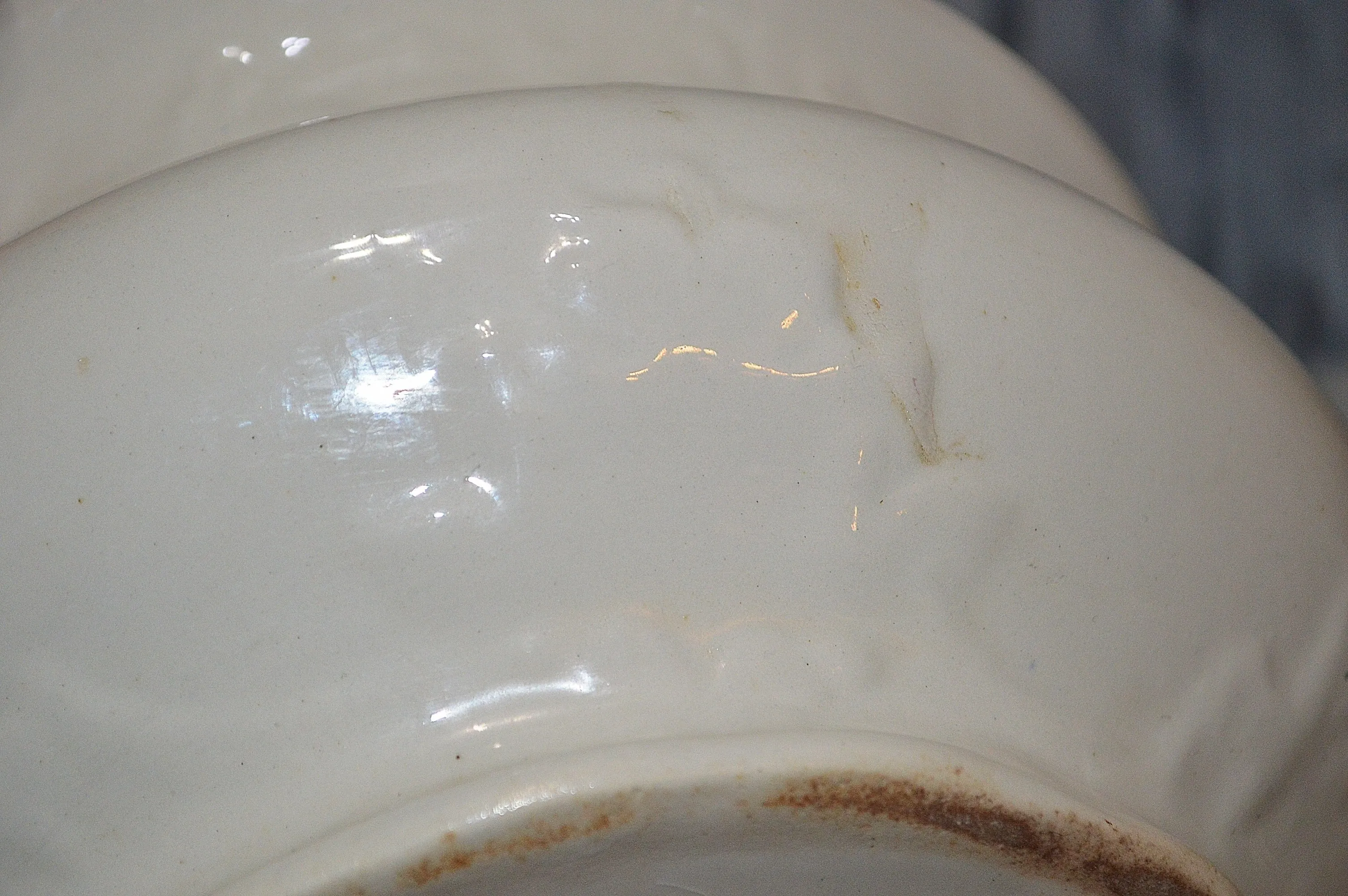 Antique White Chamber Pot Semi Porcelain German Dresden Laurel Wreath Mark
