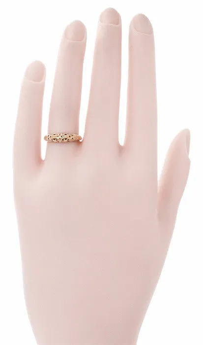 Art Deco Filigree Dome Wedding Ring in 14 Karat Rose Gold