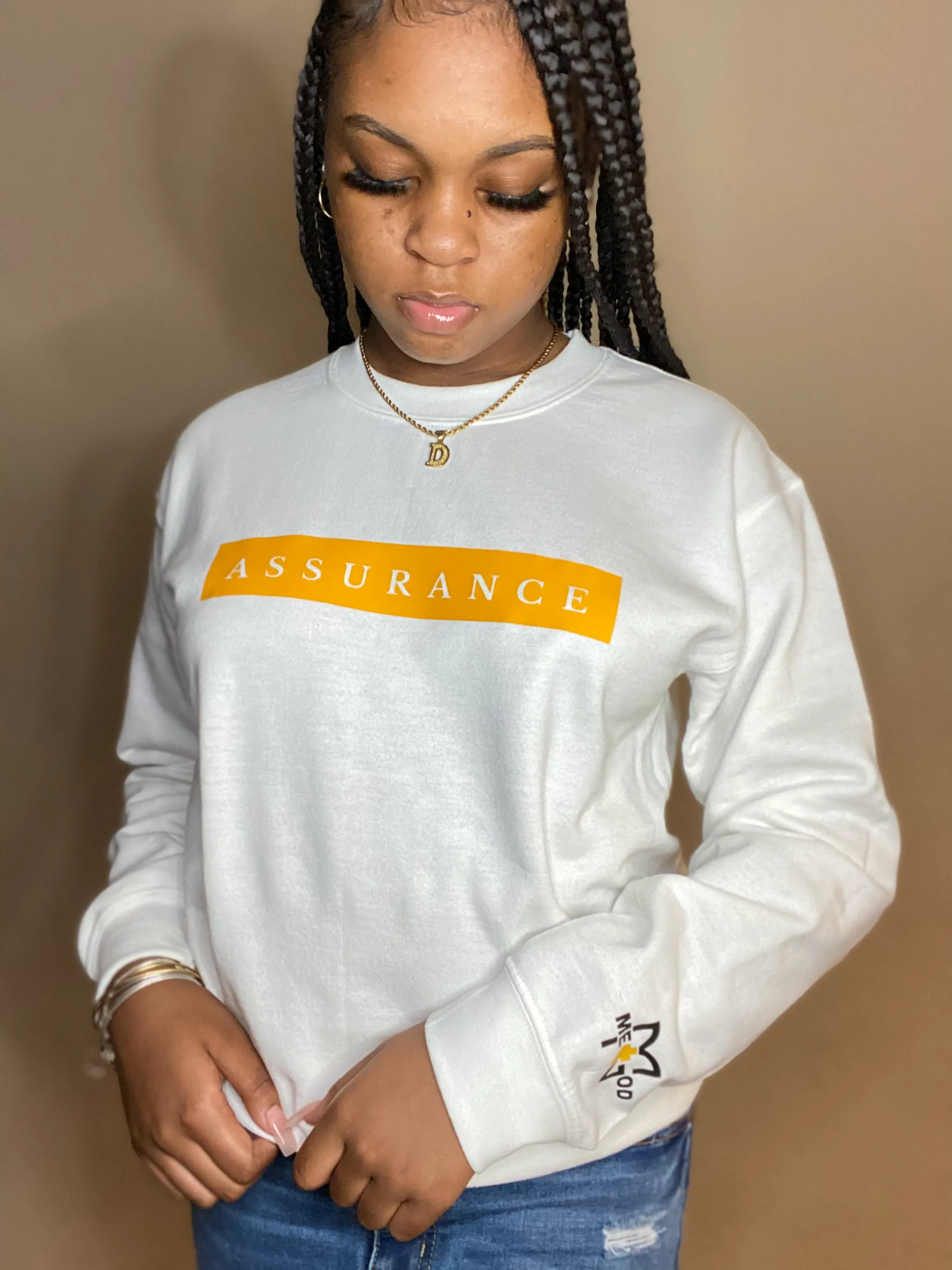 Assurance Crewneck - White/Mustard Yellow