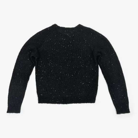 ATM Sequined Sweater Medium Black Casual Chic Glam Elegant Sparkle Preppy