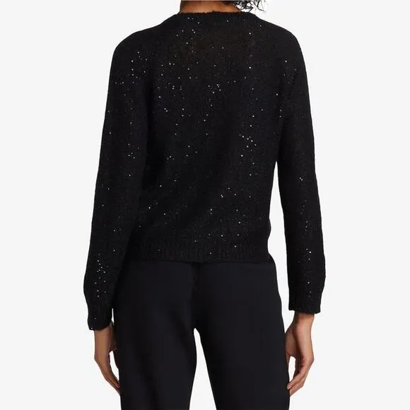 ATM Sequined Sweater Medium Black Casual Chic Glam Elegant Sparkle Preppy