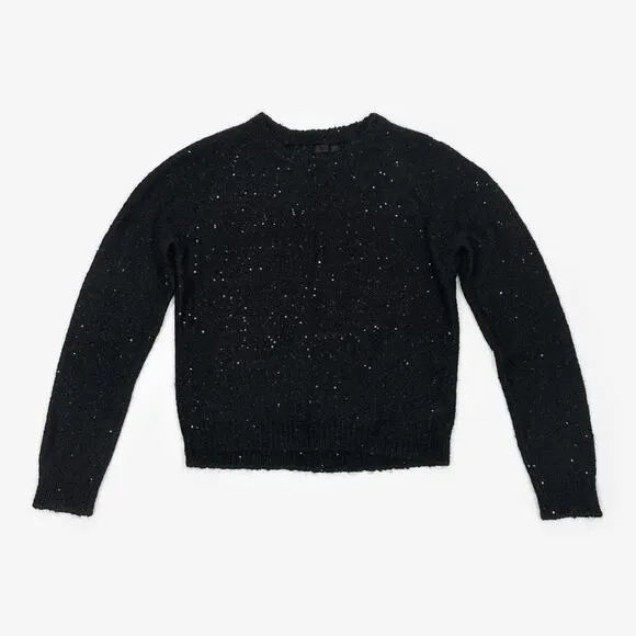 ATM Sequined Sweater Medium Black Casual Chic Glam Elegant Sparkle Preppy