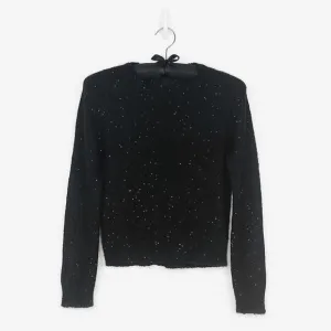 ATM Sequined Sweater Medium Black Casual Chic Glam Elegant Sparkle Preppy