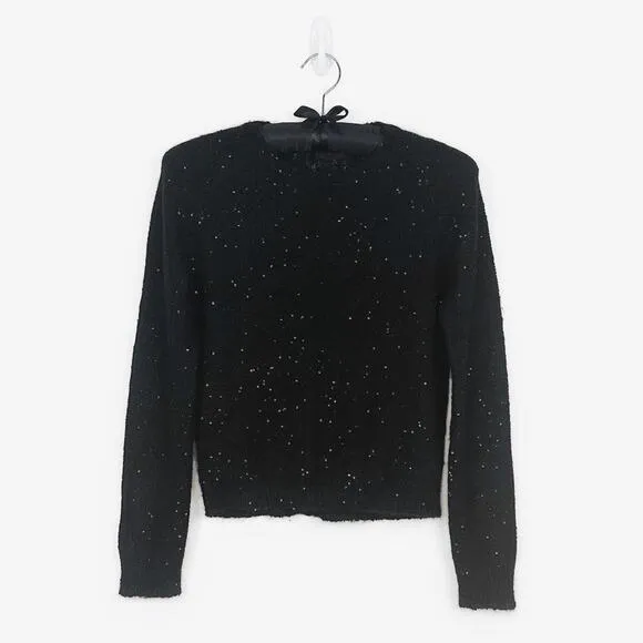 ATM Sequined Sweater Medium Black Casual Chic Glam Elegant Sparkle Preppy