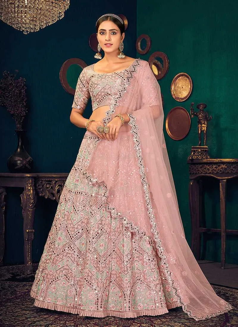 Baby Pink Heavy Embroidered Designer Lehenga Choli
