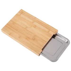 Bamboo Chopping Board with Stainless Steel Tray