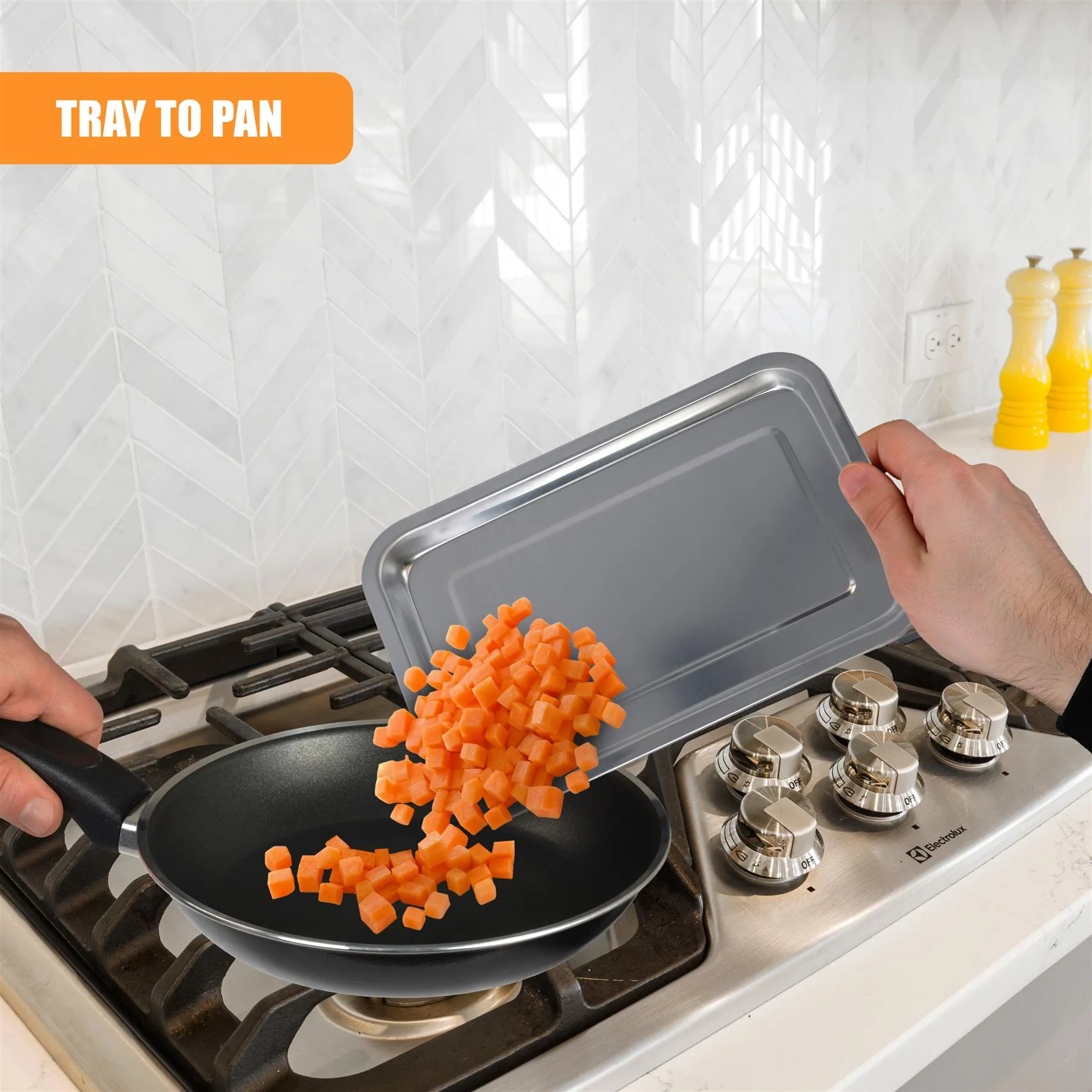 Bamboo Chopping Board with Stainless Steel Tray