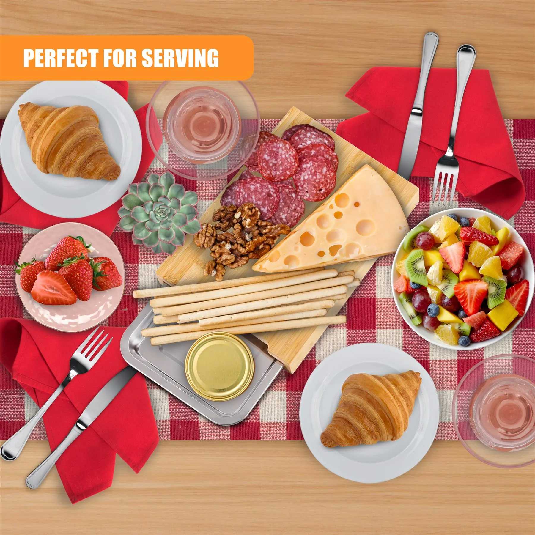 Bamboo Chopping Board with Stainless Steel Tray