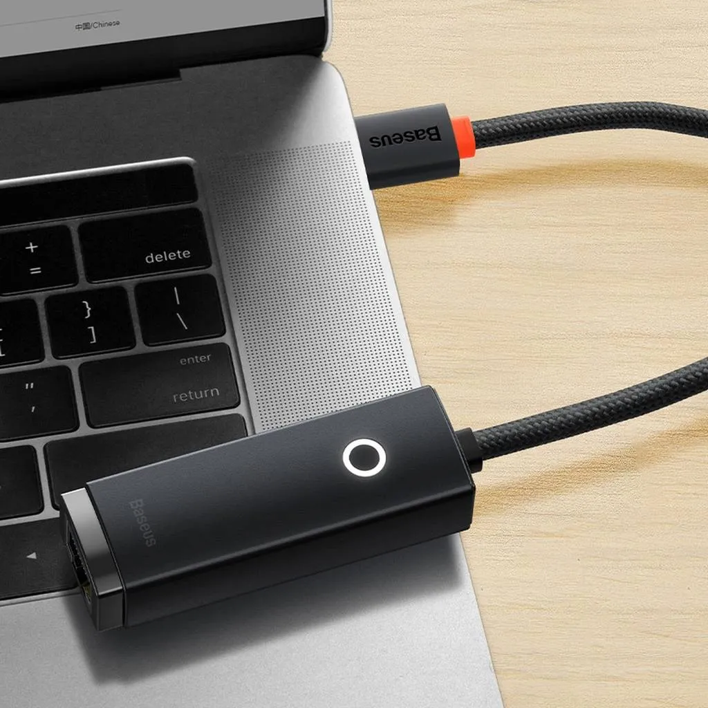 Baseus Lite Series external USB Type C network adapter - RJ-45 1Gbps (1000Mbps) black