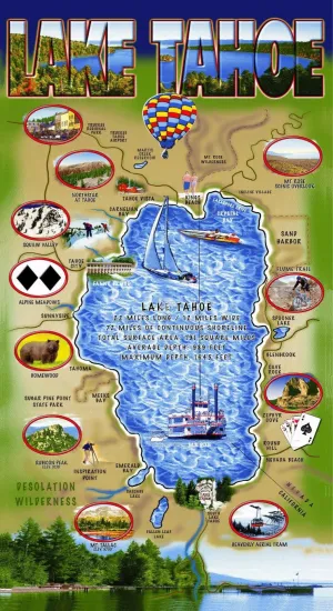 Beach and Boat Gear Beach Towel Lake Tahoe Map