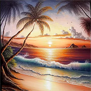 Beach Diy Paint By Numbers Kits UK For Adult Kids MJ8484